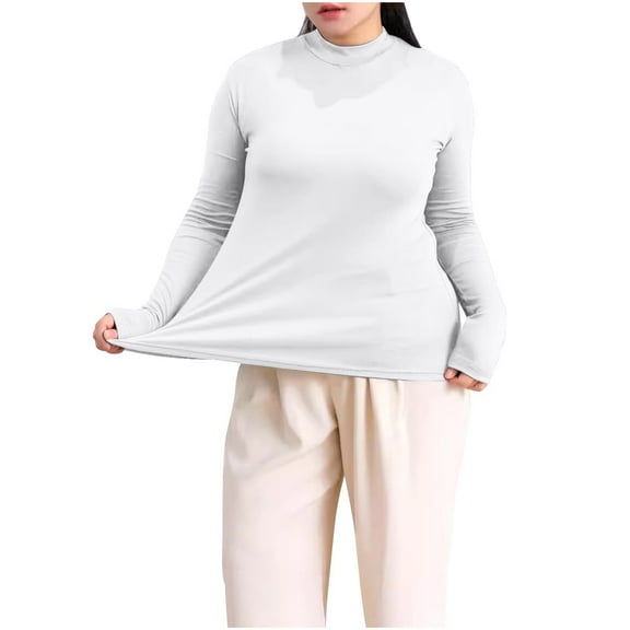 BUIGTTKLOP Plus Size Turtlenecks Tops for Women Long Sleeve Pajamas Tops Basic Slim Fitted Thermal Shirts Loungewear Sleepwear Homewear