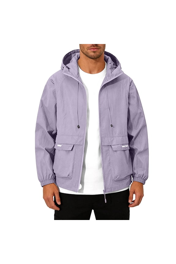 Rain Jacket Men's Lightweight Waterproof Rain Jacket Raincoat with Hood for Golf Cycling Windbreaker