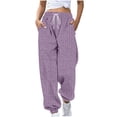 thumbnail image 1 of BUIGTTKLOP Ribbed Knit Sweatpants for Women Drawstring High Waisted Baggy Sweat Pants Cinch Bottom Track Pants, 1 of 6