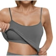 thumbnail image 1 of BUIGTTKLOP Ribbed Knit Tank Tops for Women Built in Bra Spaghetti Strap Camisoles Slim Fitted Sleeveless Basic Stretch Gym Yoga Top, 1 of 6