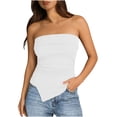 thumbnail image 1 of BUIGTTKLOP Ribbed Knit Tube Tops for Women Strapless Sleeveless Tank Tops Irregular Hem Stretchy Slim Fitted Going out Tops, 1 of 6