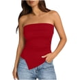 thumbnail image 1 of BUIGTTKLOP Ribbed Knit Tube Tops for Women Strapless Sleeveless Tank Tops Irregular Hem Stretchy Slim Fitted Going out Tops, 1 of 6