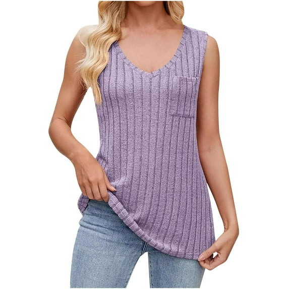 BUIGTTKLOP Ribbed Tank Tops for Women Sleeveless Knit Going out Tops V Neck Pullover Sweaters Loose Fitted Tunic Tops