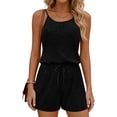 thumbnail image 1 of BUIGTTKLOP Rompers for Women Summer Casual 2026 Sleeveless Scoop Neck Ribbed Knit Adjustable Shorts Jumpsuit with Pockets, 1 of 6