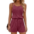 thumbnail image 1 of BUIGTTKLOP Rompers for Women Summer Casual 2026 Sleeveless Scoop Neck Ribbed Knit Adjustable Shorts Jumpsuit with Pockets, 1 of 6