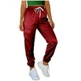 thumbnail image 1 of BUIGTTKLOP Satin Cargo Pants for Women Drawstring Elastic Waist Jogger Pants Cinch Bottom Athletic Trousers, 1 of 6