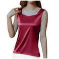 thumbnail image 1 of BUIGTTKLOP Satin Tank Tops for Women V Neck Sleeveless Camisole Summer Basic Blouses Work Shirts, 1 of 6