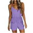 thumbnail image 1 of BUIGTTKLOP Short Jumpsuit for Women Spaghetti Strap Adjustable Waist Drawstring Cami Romper Summer Casual Overalls, 1 of 6