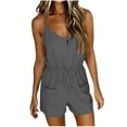thumbnail image 1 of BUIGTTKLOP Short Jumpsuit for Women Spaghetti Strap Adjustable Waist Drawstring Cami Romper Summer Casual Overalls, 1 of 6