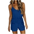 thumbnail image 1 of BUIGTTKLOP Short Jumpsuit for Women Spaghetti Strap Adjustable Waist Drawstring Cami Romper Summer Casual Overalls, 1 of 6