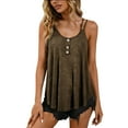 thumbnail image 1 of BUIGTTKLOP Spaghetti Strap Camisole for Womens Sleeveless Tank Tops Summer Button V Neck Pleated Tunic Tops, 1 of 6