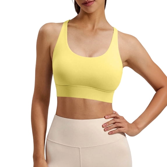 BUIGTTKLOP Sports Bra for Women Strappy Medium Support Push up Padded Sports Bra for Running Workout Bra Yoga Bra