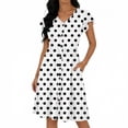 thumbnail image 1 of BUIGTTKLOP Summer Dress for Women Ruffle Sleeve Mini Dress Dotted Casual Flowy Buttton down Sundress with Pockets, 1 of 5
