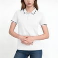 thumbnail image 1 of BUIGTTKLOP Summer Short Sleeve Shirts for Women Collared V Neck Work Dressy Tops Loose Fitted Business Casual Outfits, 1 of 6