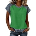 thumbnail image 1 of BUIGTTKLOP Summer Tops for Women Denim Patchwork Short Sleeve Shirts Crewneck T Shirts Trendy Clothes 2026, 1 of 6
