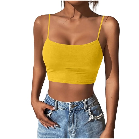 BUIGTTKLOP Tank Tops for Women Adjustable Spaghetti Straps Sleeveless Camisole Shirts Sqaure Neck Going out Crop Tops