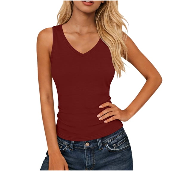 Less Tank Top BUIGTTKLOP Tank Tops for Women Casual Sleeveless Shirts Deep V Neck ...