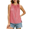 thumbnail image 1 of BUIGTTKLOP Tank Tops for Women Plaid Sleeveless Tops Crewneck Side Split Loose Fitted Going out Tops, 1 of 7