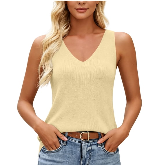 BUIGTTKLOP Tank Tops for Women Sleeveless Sweater Vest V Neck Ribbed Knit Basic Camisole 2026 Summer Clothes Spring Outfits