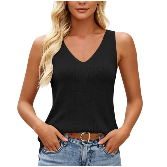 BUIGTTKLOP Tank Tops for Women Sleeveless Sweater Vest V Neck Ribbed Knit Basic Camisole 2026 Summer Clothes Spring Outfits
