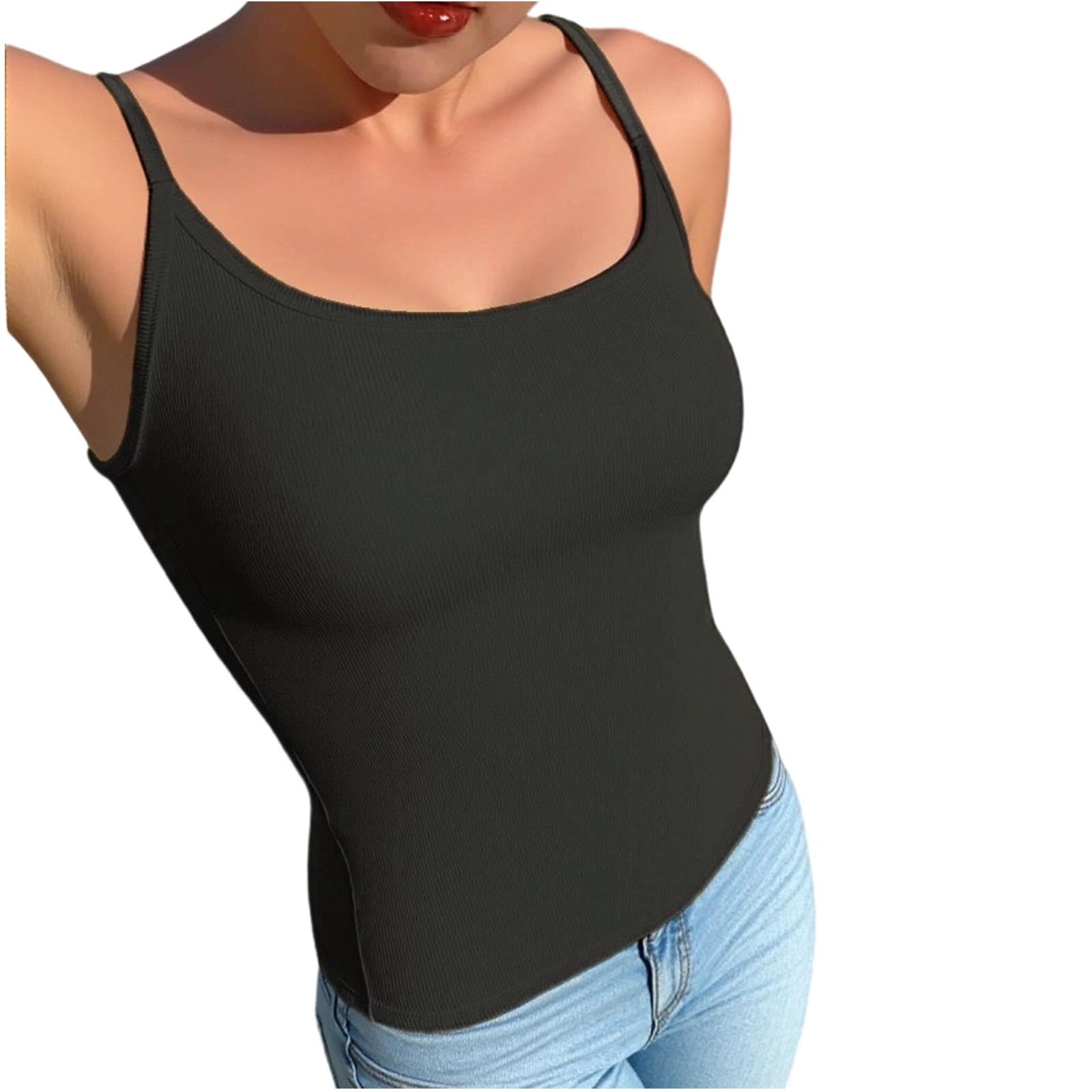 BUIGTTKLOP Tank Tops for Women Square Neck Spaghetti Strap Camisole ...