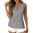 thumbnail image 1 of BUIGTTKLOP Tank Tops for Women Striped Sleeveless Shirts Round Neck Loose Fitted Going out Tops, 1 of 5