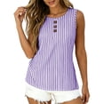 thumbnail image 1 of BUIGTTKLOP Tank Tops for Women Striped Sleeveless Shirts Round Neck Loose Fitted Going out Tops, 1 of 5