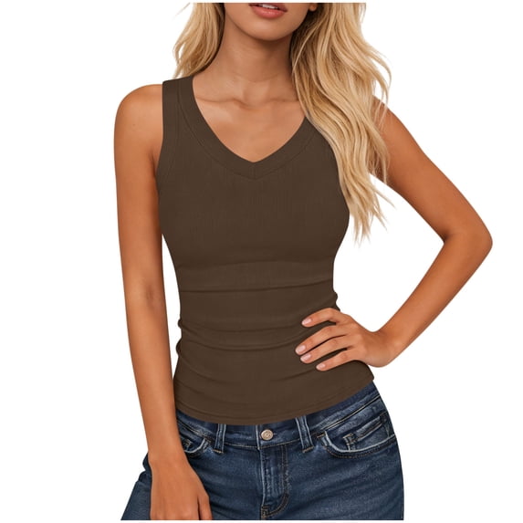 BUIGTTKLOP Tank Tops for Women V Neck Ribbed Knit Slim Fitted Sleeveless Basic Tee Tanks Casual Summer Clothes 2026