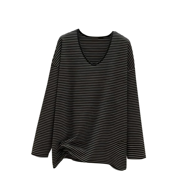 BUIGTTKLOP Thermal Tops for Women Striped Long Sleeve Undershirts V Neck Soft Comfy Base Layer Loungewear