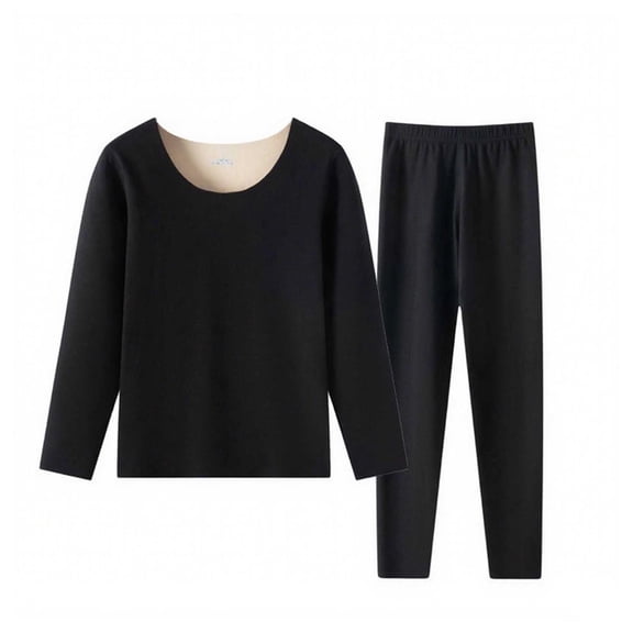 BUIGTTKLOP Thermal Underwear Sets for Women Long Sleeve Crewneck Shirts Elastic Waisted Long Pants Soft Pajamas Sets Loungewear