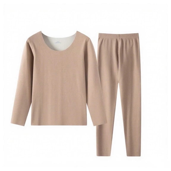 BUIGTTKLOP Thermal Underwear Sets for Women Long Sleeve Crewneck Shirts Elastic Waisted Long Pants Soft Pajamas Sets Loungewear