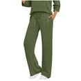 thumbnail image 1 of BUIGTTKLOP Wide Leg Knit Pants for Women Drawstring High Wsited Lounge Pants Comfy Loose Fitted Ribbbed Pajama Trousers, 1 of 5