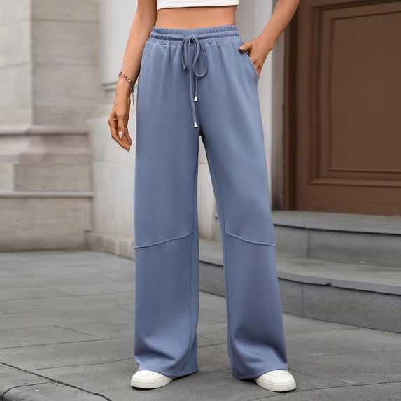 BUIGTTKLOP Wide Leg Sweatpants for Women Drawstring High Waisted Athletic Joggers Lounge Pants