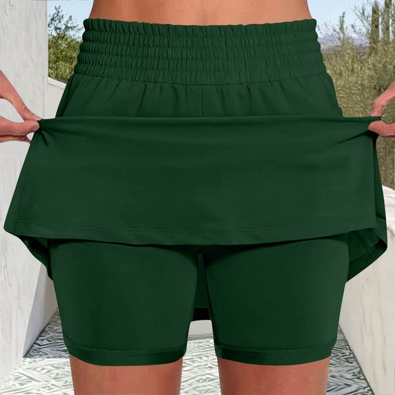 BUIGTTKLOP Woman Plus Size High Waisted Skirt with Shorts Underneath Athletic Tennis Skirts with Pockets Belly Control