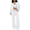 thumbnail image 1 of BUIGTTKLOP Women 2 Piece Outfits Sweatsuit Lounge Sets Full Zip up Sweatshirt Wide Leg Sweatpants Tracksuit Matching Set, 1 of 6