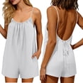 thumbnail image 1 of BUIGTTKLOP Women Casual Jumpsuits Summer Sleeveless Romper Shoulder Strap Loose Adjustable Stretchy Shorts Rompers with Pockets, 1 of 6