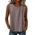 thumbnail image 1 of BUIGTTKLOP Women Cotton Linen Tank Tops Casual Sleeveless Summer Shirts Loose Fitted Lightweight Square Neck Camisole, 1 of 6