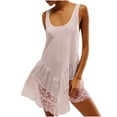 thumbnail image 1 of BUIGTTKLOP Women Mini Dress Lace Flowy Short Tank Dress Backless Ruffle Spaghetti Strap Sleeveless Slip Under Dress, 1 of 5