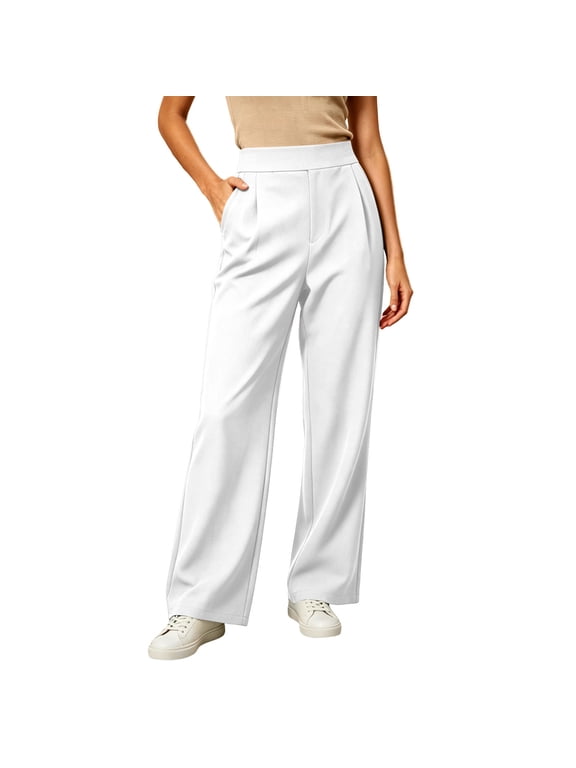 Women Wide Leg Dress Pants 2026 High Waist Business Casual Palazzo Pants Work Slacks Trousers with Pockets