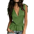 thumbnail image 1 of BUIGTTKLOP Women's Babydoll Tank Top Casual Deep V Neck Ruffle Hem Sleeveless Flowy Summer Tops, 1 of 4