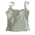 thumbnail image 1 of BUIGTTKLOP Women's Cami Crop Top Striped Lace Trim Tank Tops Button Front Spaghetti Strap Camisole Tops, 1 of 6