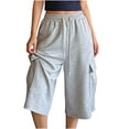 thumbnail image 1 of BUIGTTKLOP Women's Capri Pants Wide Leg Baggy Athletic Cropped Sweatpants Casual Loose Cargo Capris with Pockets, 1 of 5