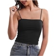thumbnail image 1 of BUIGTTKLOP Women's Double Lined Basic Tank Top Adjustable Spaghetti Straps Sleeveless Camisole Shirts, 1 of 5