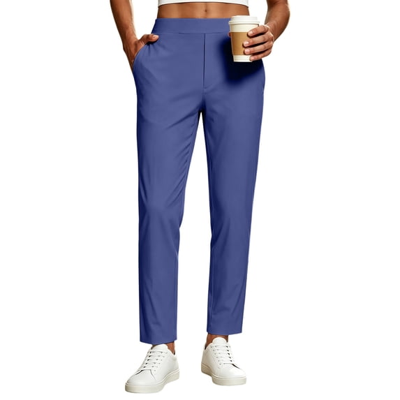 BUIGTTKLOP Women's Golf Pants with Pockets 7/8 Ankle Stretch Lightweight Sweatpants for Athletic Hiking Travel Work Lounge