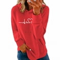 thumbnail image 1 of BUIGTTKLOP Women's Graphic Hoodies Heart Print Drawstring Long Sleeve Pocket Sweatshirt Pullover Tops with Pockets, 1 of 8