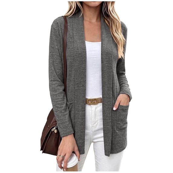 BUIGTTKLOP Women's Long Sleeve Cardigan Lightweight Casual Open Front Cardigans with Pockets