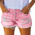thumbnail image 1 of BUIGTTKLOP Women's Ripped Denim Shorts Mid Rise Summer Frayed Hem Jean Shorts with Pockets, 1 of 6