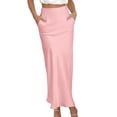 thumbnail image 1 of BUIGTTKLOP Women's Satin Midi Skirt Elastic High Waisted A Line Spring Summer Flowy Silk Long Skirts for Women, 1 of 6