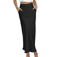 thumbnail image 1 of BUIGTTKLOP Women's Satin Midi Skirt Elastic High Waisted A Line Spring Summer Flowy Silk Long Skirts for Women, 1 of 6
