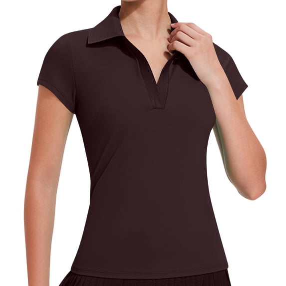 BUIGTTKLOP Women's Short Sleeve Golf Tennis Shirts V Neck Collared Workout Tops Slim Fitted